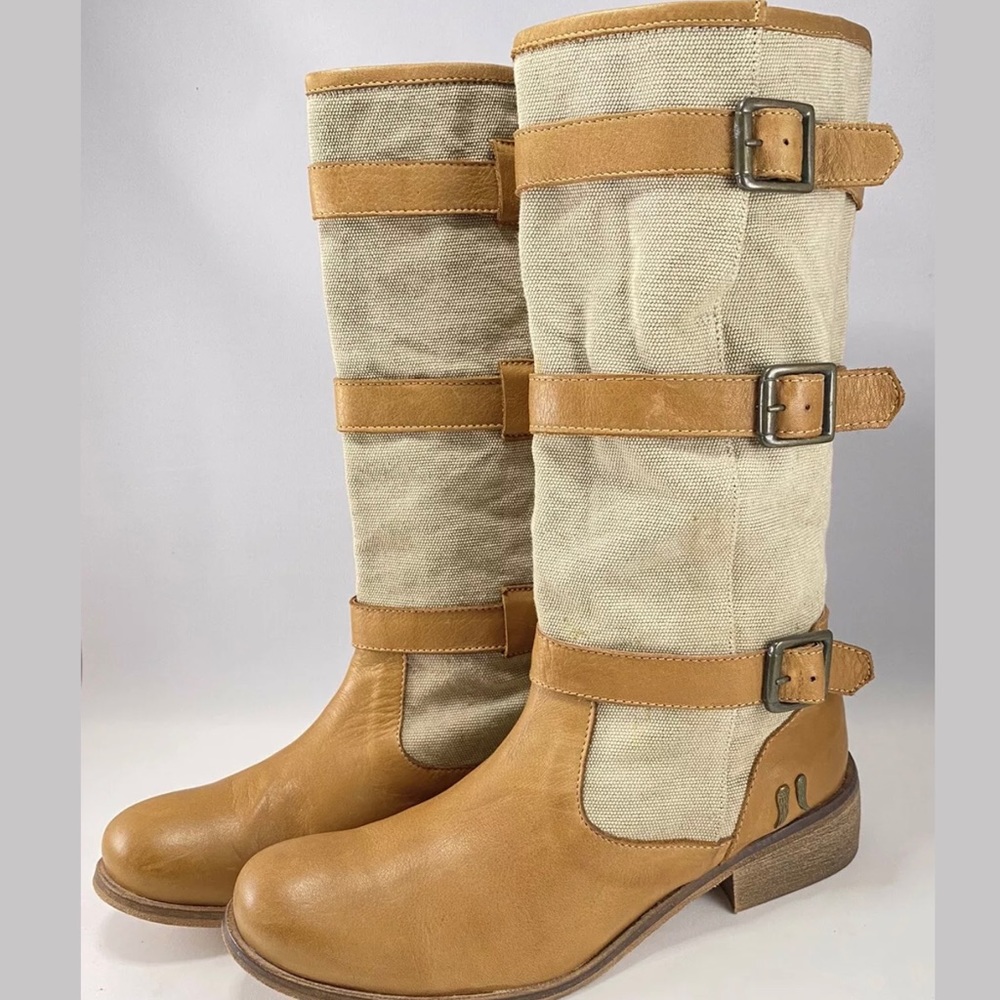 Berenice Canvas Leather Tall Riding Boots